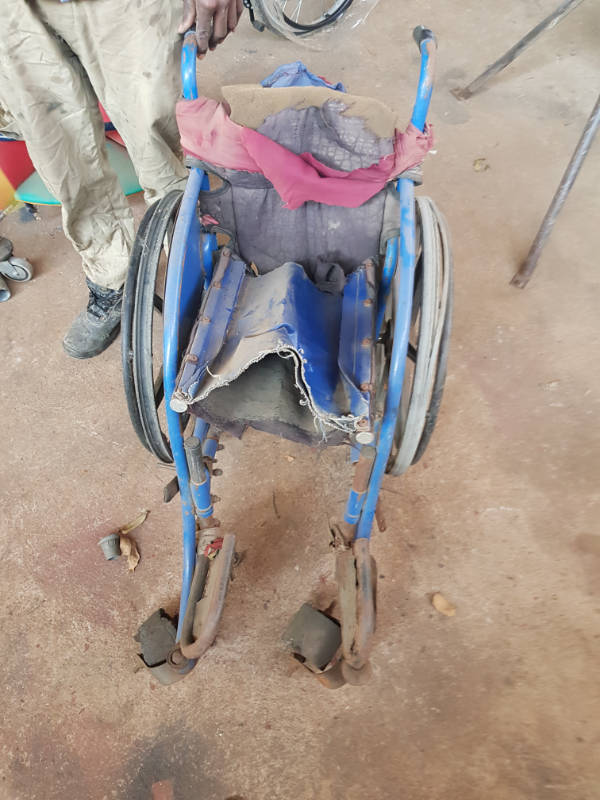 State of a wheelchair brought to us for repair State of a wheelchair brought to us for repair